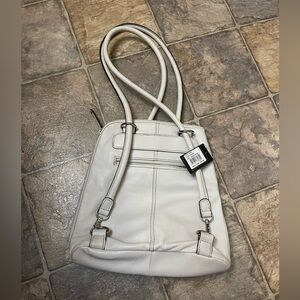 Clark Cream Eggshell Leather Convertible Shoulder Bag Backpack Purse NWT